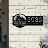 Custom Metal Palm tree sunset Metal Address Sign, House number, Outdoor Number Signage, Yard Sign Address Plate