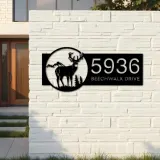 Custom Metal Deer buck mountain scene Metal Address Sign, House number, Outdoor Number Signage, Yard Sign Address Plate