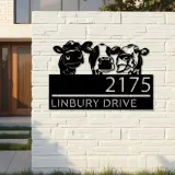 Custom Metal Cows Heifers farmhouse Metal Address Sign House number Hanging Address Plaque Yard Sign Outdoor decor