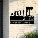 Custom Metal Mechanic evolution handyman Metal Address Sign, House number, Outdoor Number Signage, Yard Sign Address Plate