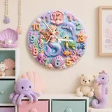 Magical Mermaid Under The Sea Kids Room Wall Clock
