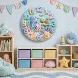 Pastel Ocean Animals Kids Room Wall Clock