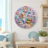 Pastel Mermaid Ocean Kids Room Wall Clock