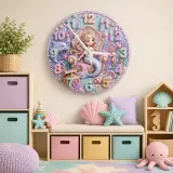 Pastel Mermaid Princess Kids Room Wall Clock