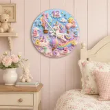 Magical Unicorn Hot Air Balloon Kids Room Wall Clock