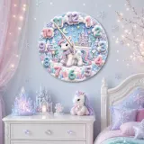 Magical Winter Unicorn Kids Room Wall Clock
