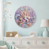 Pastel Mermaid Princess Kids Room Wall Clock