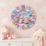 Pastel Unicorn Birthday Kids Room Wall Clock