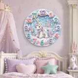 Magical Winter Unicorn Kids Room Wall Clock