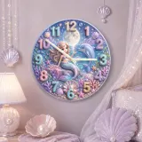 Magical Mermaid & Dolphin Kids Room Wall Clock