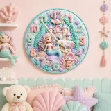 Pastel Ocean Mermaid Kids Room Wall Clock