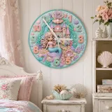 Pastel Ocean Mermaid Kids Room Wall Clock