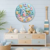 Pastel Ocean Animals Kids Room Wall Clock