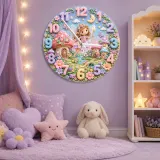 Magical Fairy Mushroom Kids Room Wall Clock