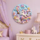 Magical Unicorn Hot Air Balloon Kids Room Wall Clock