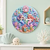 Pastel Mermaid Kids Room Wall Clock