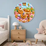 Waffle Breakfast Kids Room Wall Clock | Sweet Picnic Nursery Decor, Cute Playroom Birthday Gift (13.6 inch / 34.5 cm)