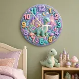 Magical Pastel Dinosaur Kids Room Wall Clock