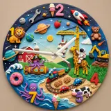 Ultimate Adventure Kids Room Wall Clock | Space Animals Train Nursery Decor, Unique Toddler Boy Birthday Keepsake (13.6 inch / 34.5 cm)