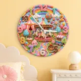 Candy Carnival Carousel Kids Room Wall Clock | Rainbow Nursery Decor, Sweet Little Girl Birthday Gift (13.6 inch / 34.5 cm)