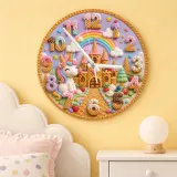 Unicorn Rainbow Castle Kids Room Wall Clock | Fairytale Nursery Decor, Magical Baby Girl Birthday Gift (13.6 inch / 34.5 cm)