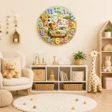 Safari Animal Jeep Kids Room Wall Clock | Jungle Nursery Decor, Safari Playroom Art, Baby Boy Shower Gift Keepsake (13.6 inch / 34.5 cm)