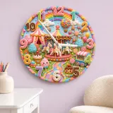 Candy Carnival Carousel Kids Room Wall Clock | Rainbow Nursery Decor, Sweet Little Girl Birthday Gift (13.6 inch / 34.5 cm)