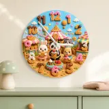 Puppy Bunny Ice Cream Kids Room Wall Clock | Pet Nursery Decor, Sweet Birthday Gift For Girls Boys (13.6 inch / 34.5 cm)