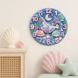 Sleeping Pastel Fish Kids Room Wall Clock | Dreamy Underwater Nursery Decor, Baby Girl Shower Gift & Room Makeover (13.6 inch / 34.5 cm)
