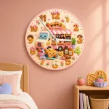 Waffle Shop Food Truck Kids Room Wall Clock | Sweet Bakery Nursery Decor, Cute Birthday Gift For Girls (13.6 inch / 34.5 cm)