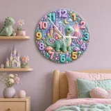 Magical Pastel Dinosaur Kids Room Wall Clock