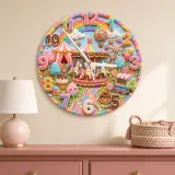 Candy Carnival Carousel Kids Room Wall Clock | Rainbow Nursery Decor, Sweet Little Girl Birthday Gift (13.6 inch / 34.5 cm)