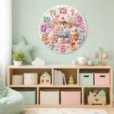 Pastel Candyland Kids Room Wall Clock | Sweet Treats Nursery Decor, Kawaii Ice Cream Girls Playroom Wall Decor Gift (13.6 inch / 34.5 cm)