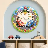 Race Car Track Kids Room Wall Clock