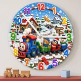 Winter Train Adventure Kids Room Wall Clock