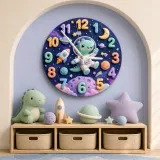 Space Astronaut Dinosaur Kids Room Wall Clock
