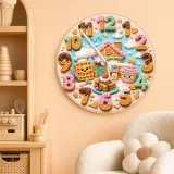 Waffle House Bakery Kids Room Wall Clock | Sweet Dessert Nursery Decor, Cute Birthday Gift For Girls (13.6 inch / 34.5 cm)