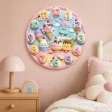 Ice Cream Sweet Treats Kids Room Wall Clock | Pastel Dessert Nursery Decor, Little Girl Birthday Gift (13.6 inch / 34.5 cm)