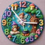 Enchanted Fairy & Wizard Owl Kids Room Wall Clock | Magical Forest Nursery Decor, Whimsical Baby Girl Bedroom Gift (13.6 inch / 34.5 cm)