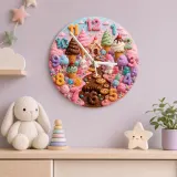 Magical Candyland Ice Cream Kids Room Wall Clock | Sweet Treats Nursery Decor, Whimsical Girl Bedroom Decor Keepsake (13.6 inch / 34.5 cm)