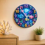 Magical Under The Sea Kids Room Wall Clock | Ocean Fish Nursery Decor, Baby Boy Girl Bedroom Birthday Keepsake Gift (13.6 inch / 34.5 cm)