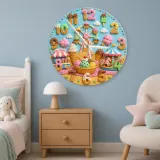 Ice Cream Carnival Kids Room Wall Clock | Pastel Fairground Nursery Decor, Sweet Birthday Gift (13.6 inch / 34.5 cm)