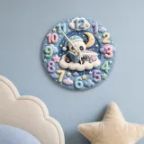 Bedtime Reading Panda Kids Room Wall Clock | Pastel Night Sky Nursery Decor, Cute Baby Shower Gift For New Parents (13.6 inch / 34.5 cm)