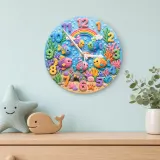 Bunte Ozean Fisch Kinderzimmer Wanduhr | Regenbogen Unterwasser Kinderzimmer Dekoration, Spielzimmer Wandkunst und Baby Shower Geschenk (34,5 cm)