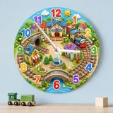 Toy Train Village Kids Room Wall Clock