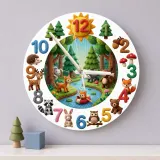 Knitted Style Woodland Forest Animals Kids Room Wall Clock | Cozy Nursery Decor, Memorable Baby Shower Gift Keepsake (13.6 inch / 34.5 cm)
