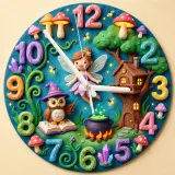 Enchanted Fairy & Wizard Owl Kids Room Wall Clock | Magical Forest Nursery Decor, Whimsical Baby Girl Bedroom Gift (13.6 inch / 34.5 cm)
