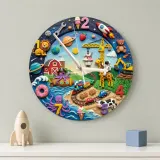 Space Ocean Farm & Animals Kids Room Wall Clock