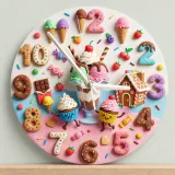 Candyland Sweet Treats Kids Room Wall Clock | Ice Cream Cupcake Nursery Decor, Little Girl Bedroom Birthday Art Gift (13.6 inch / 34.5 cm)