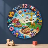 Space Ocean Farm & Animals Kids Room Wall Clock